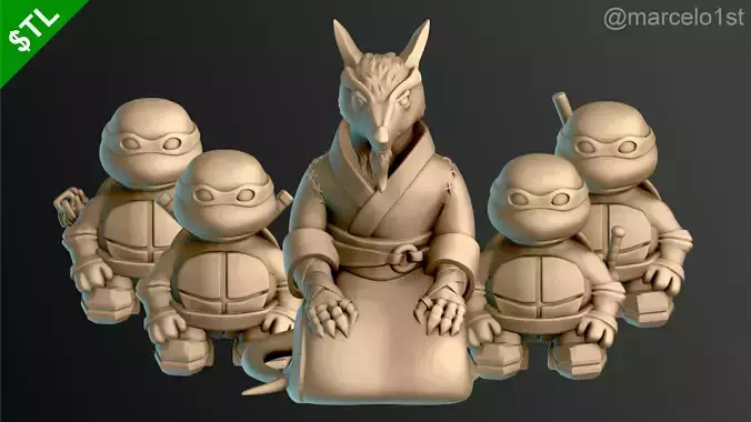 Turtle Warrior Set and Master 3D print model