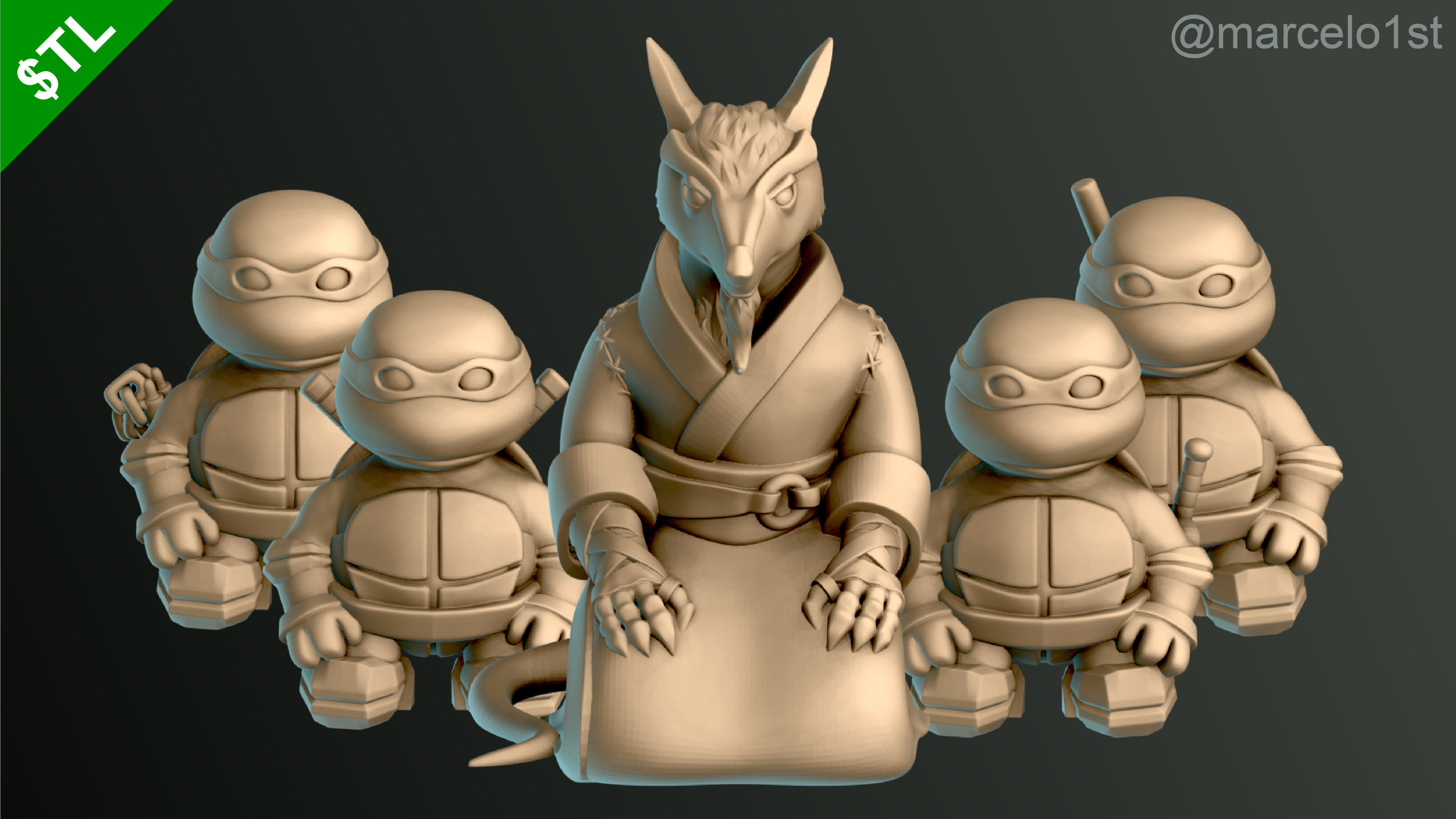 Turtle Warrior Set and Master 3D print model_0