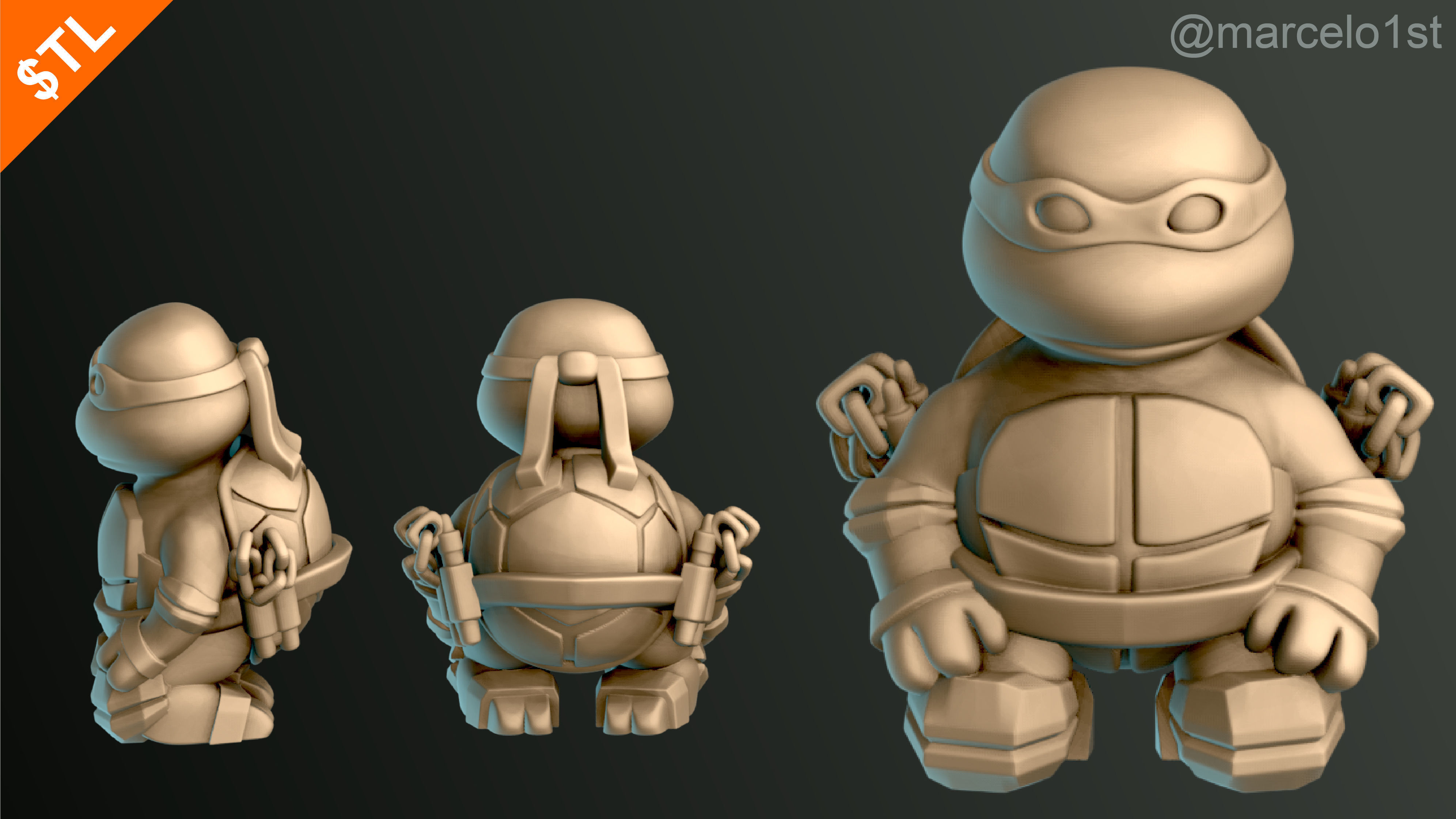 Turtle Warrior Set and Master 3D print model_4