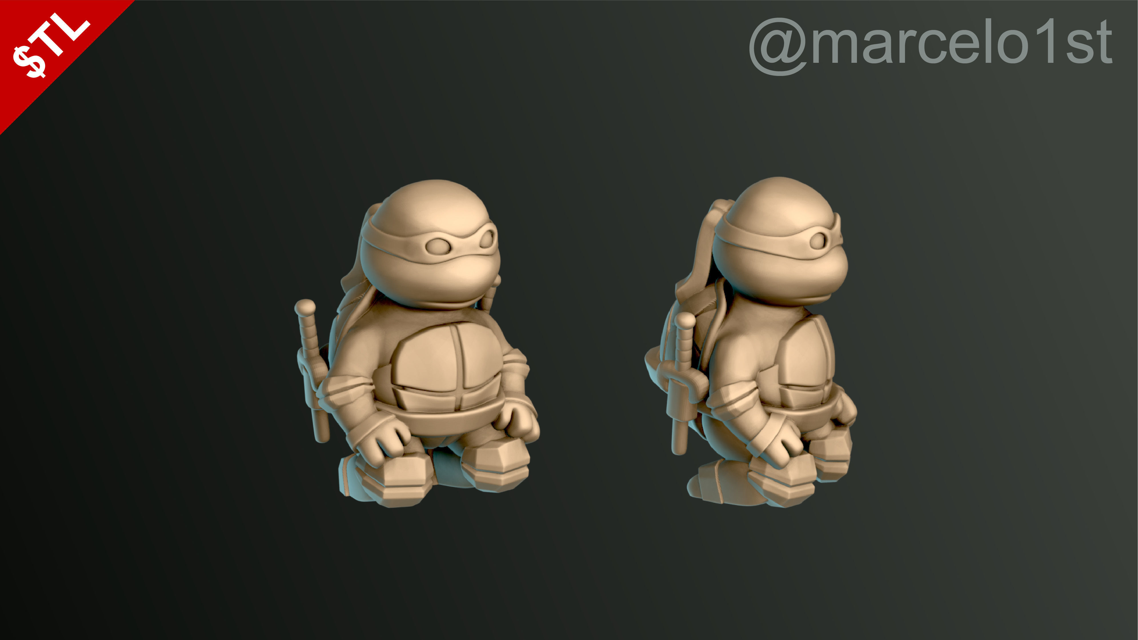 Turtle Warrior Set and Master 3D print model_15