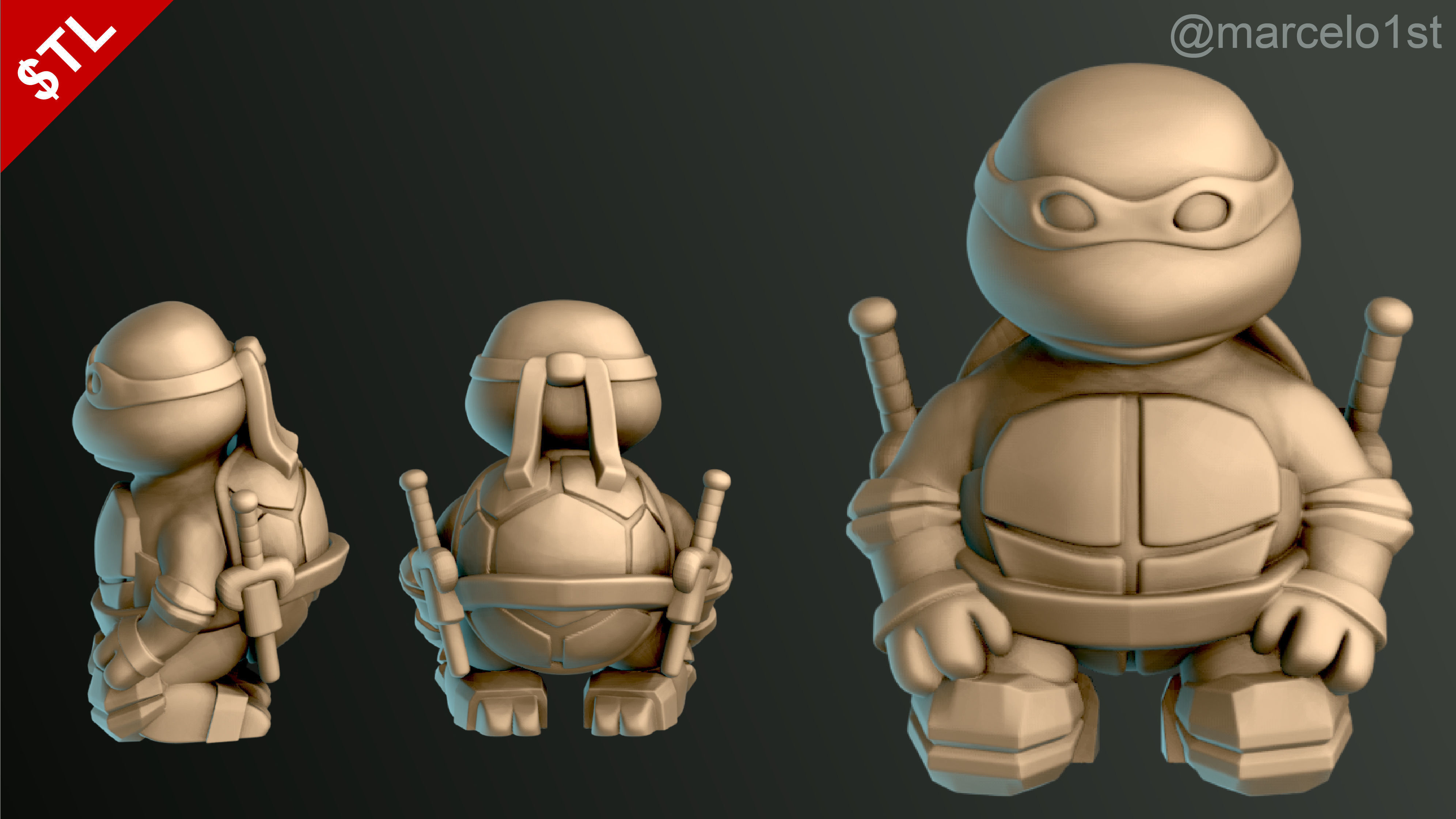 Turtle Warrior Set and Master 3D print model_2