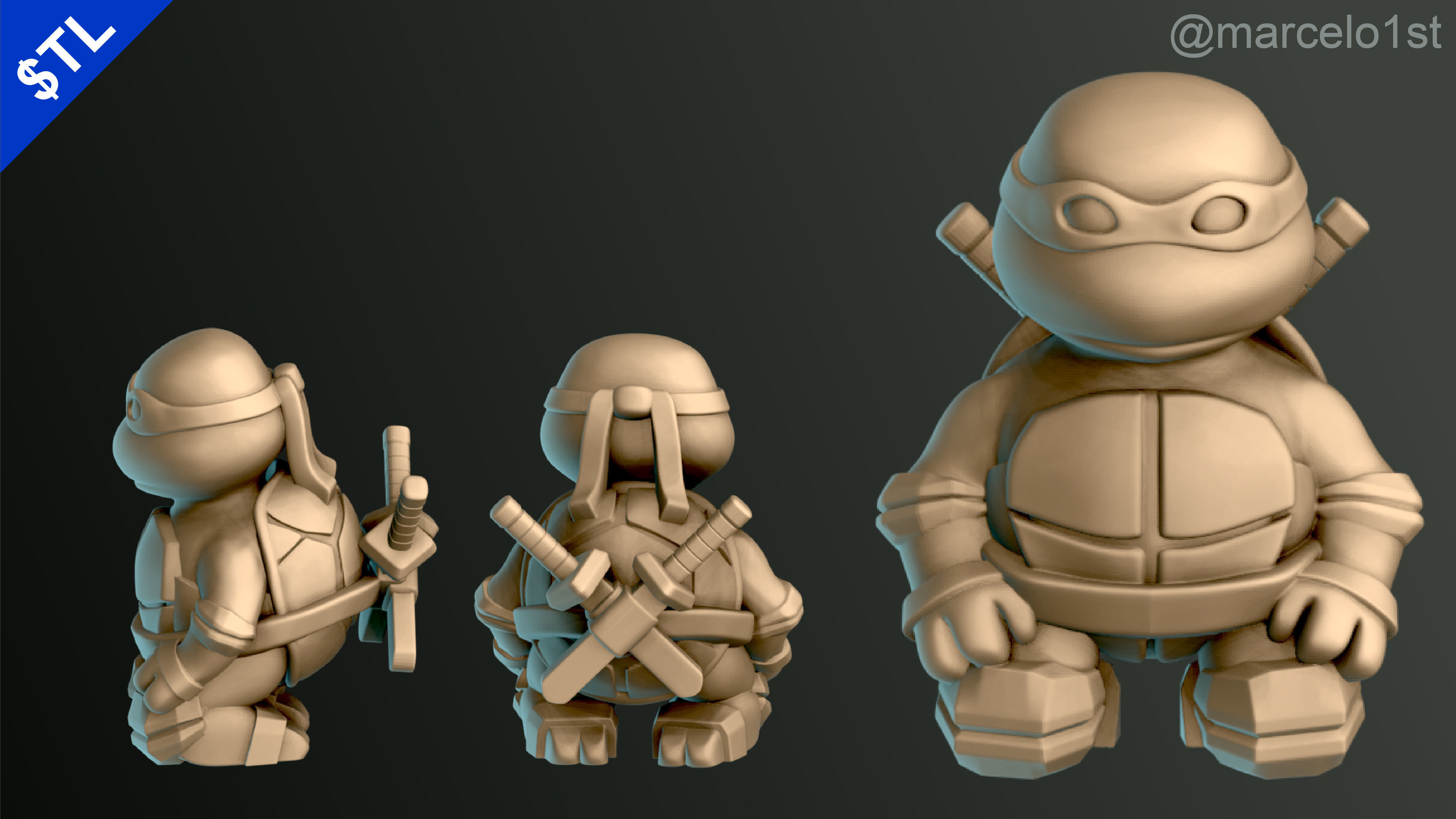 Turtle Warrior Set and Master 3D print model_1