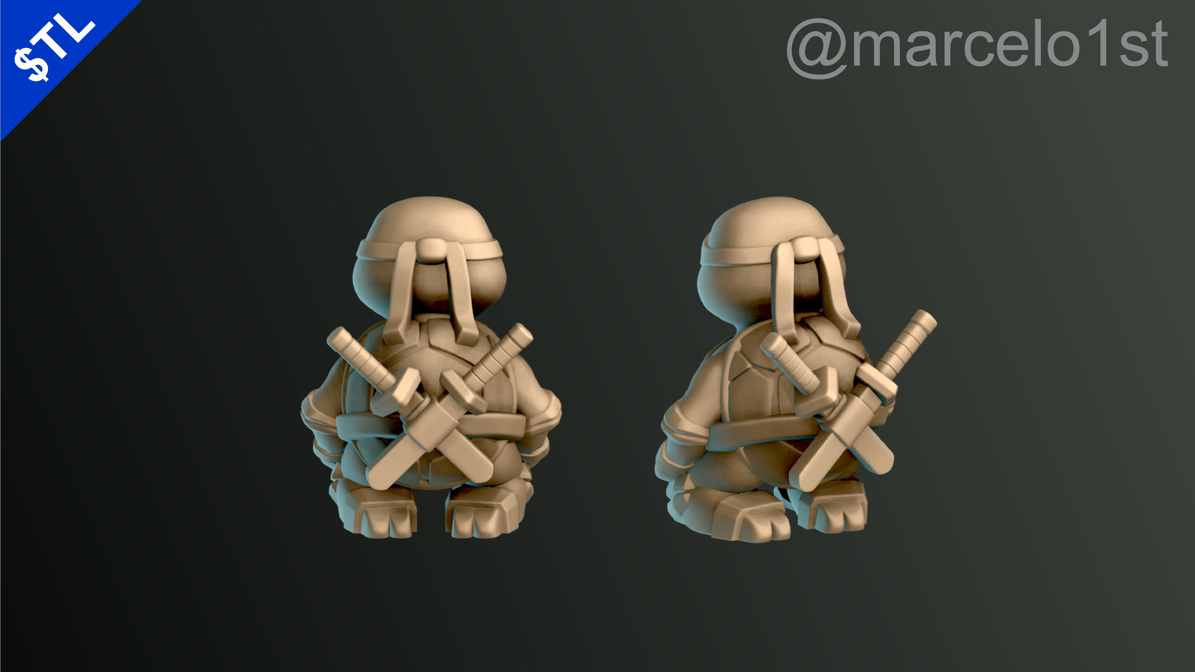Turtle Warrior Set and Master 3D print model_12