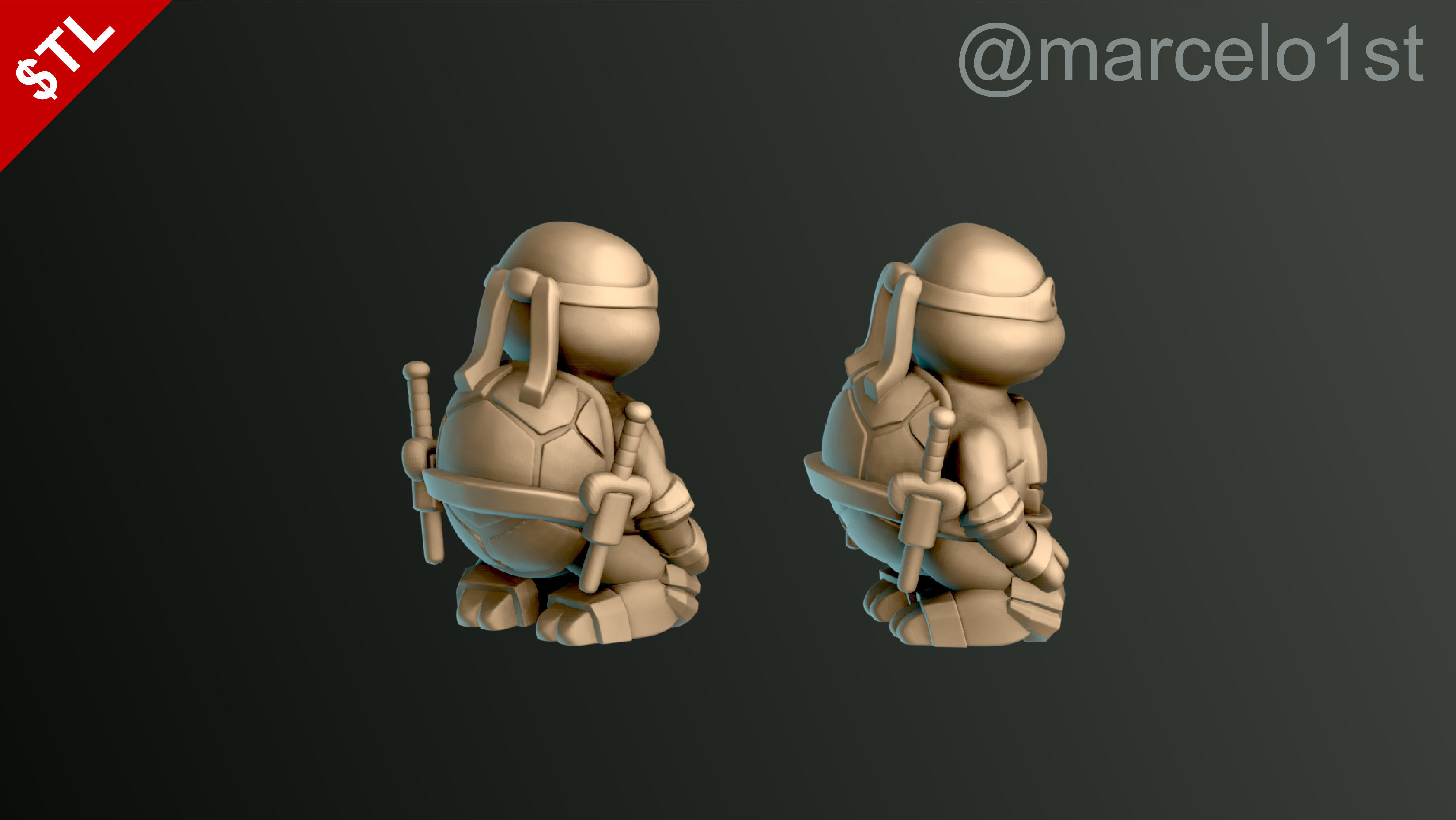 Turtle Warrior Set and Master 3D print model_16