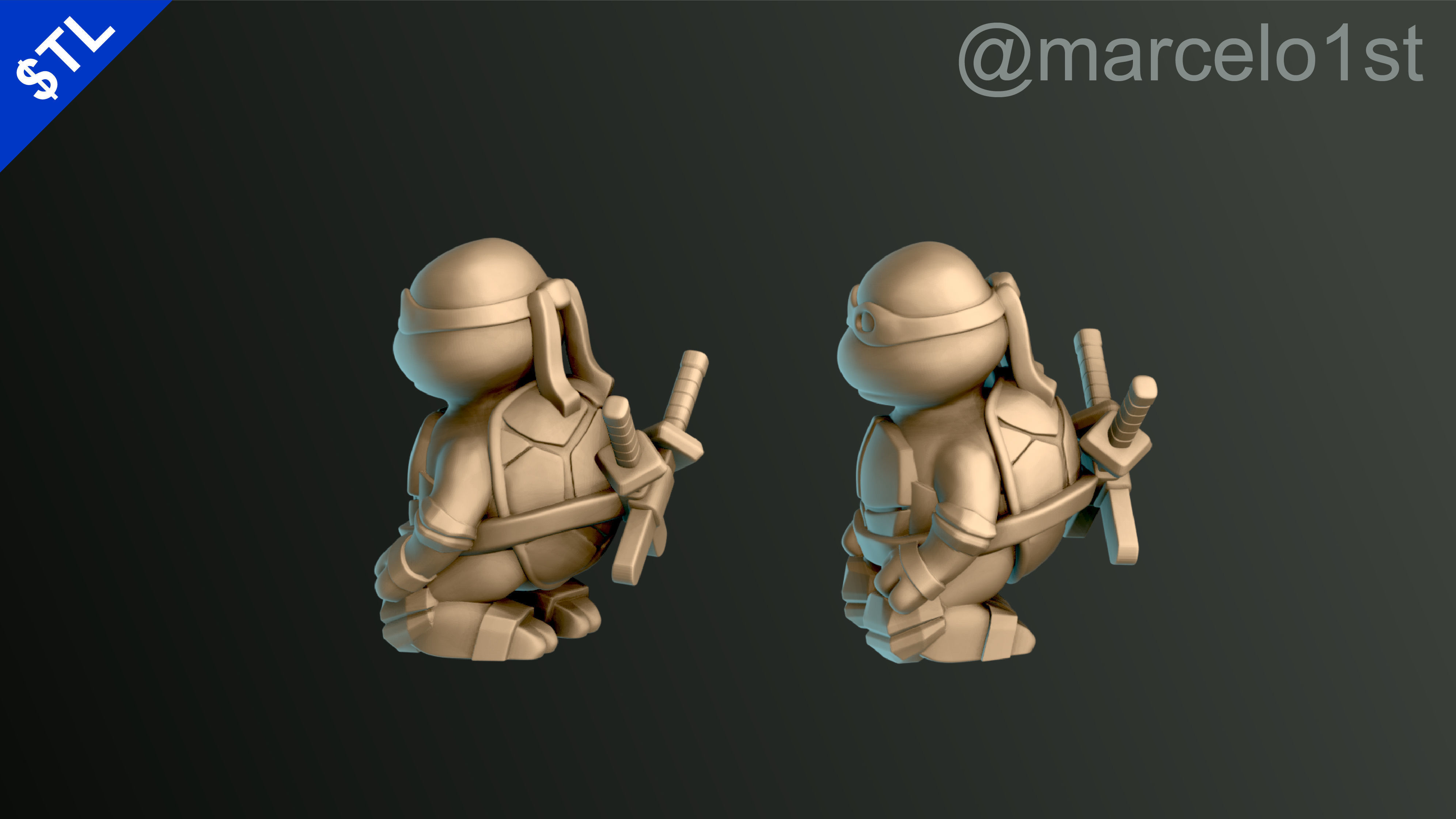 Turtle Warrior Set and Master 3D print model_13