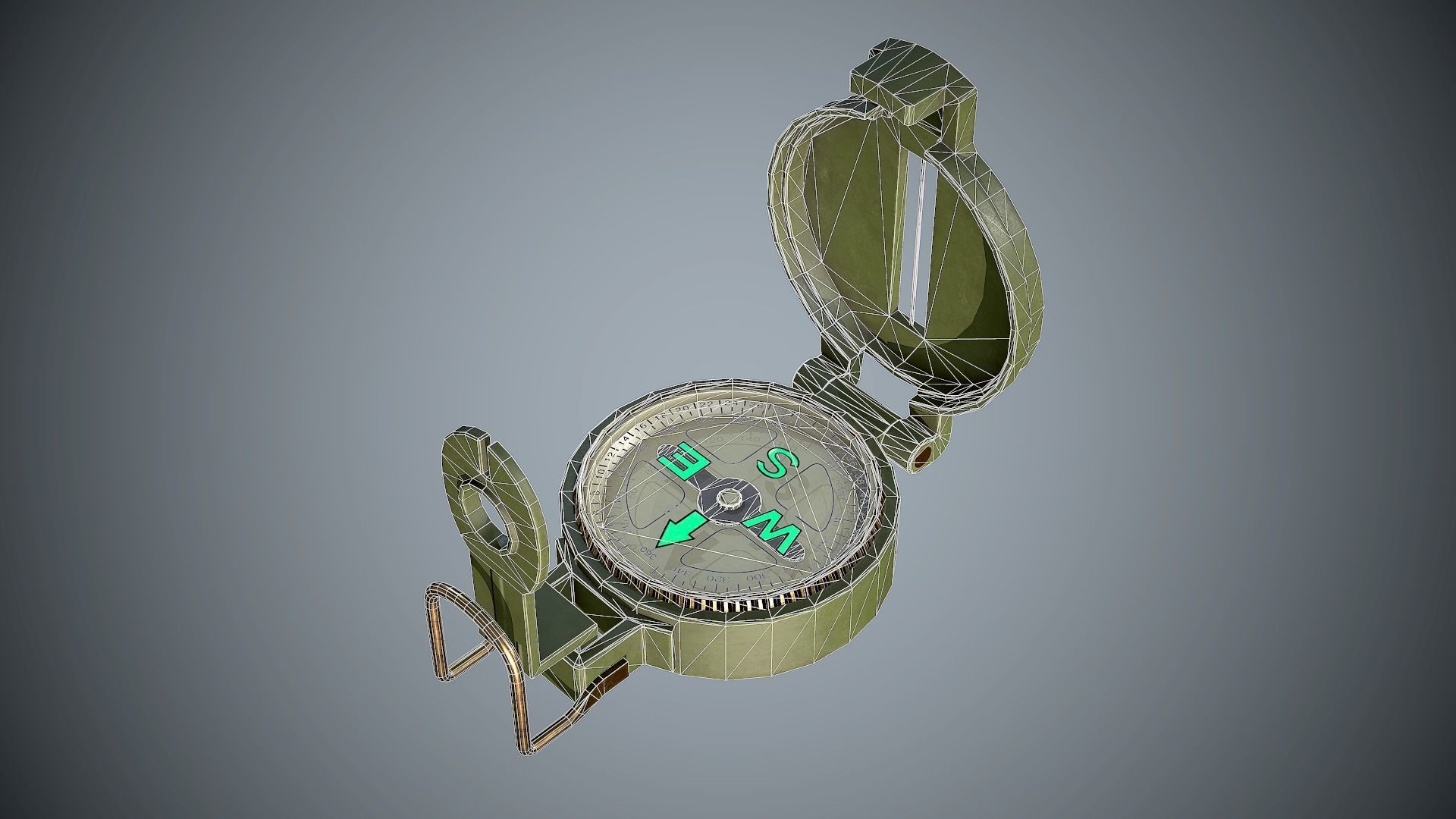 Compass military Low-poly 3D model_1