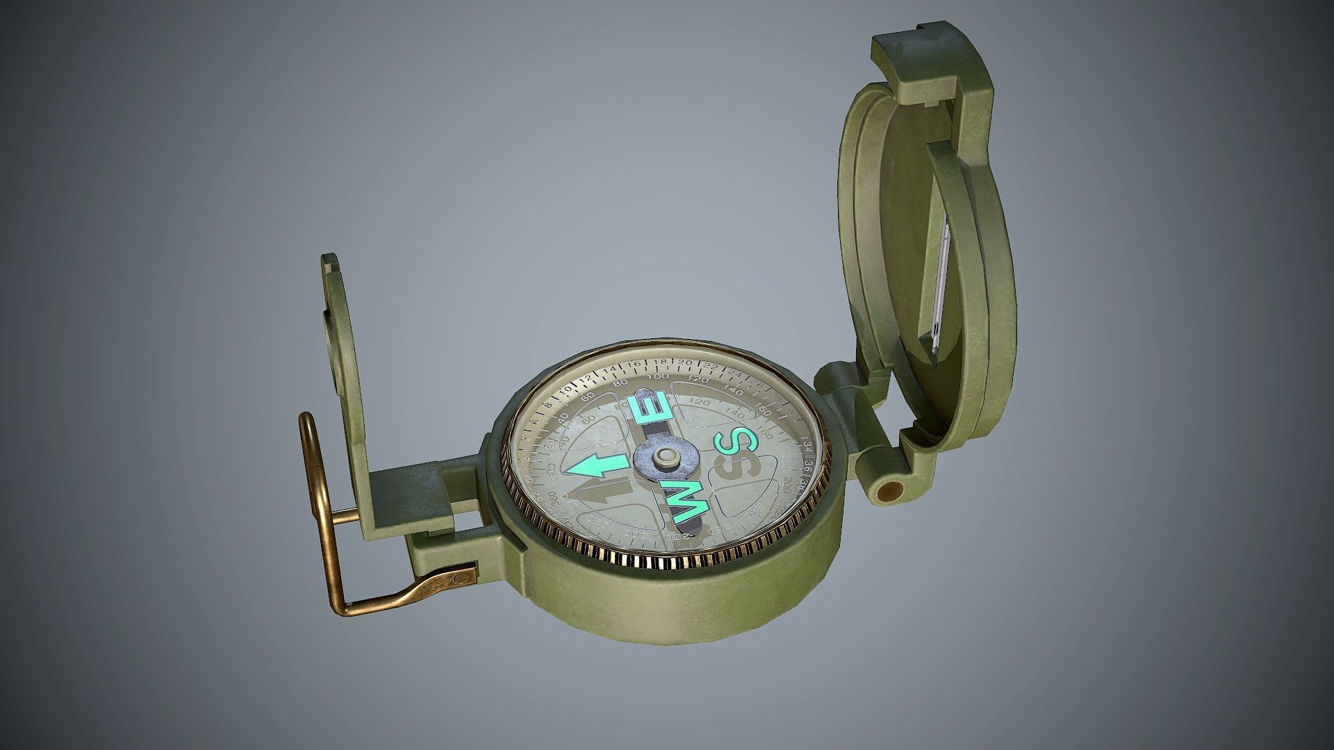 Compass military Low-poly 3D model_3