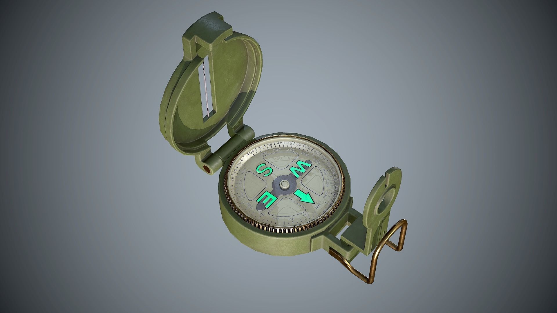 Compass military Low-poly 3D model_4