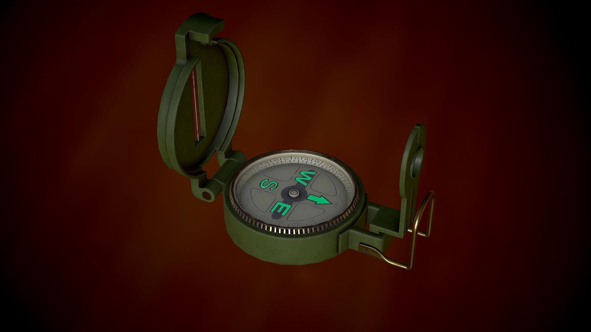 Compass military Low-poly 3D model_5