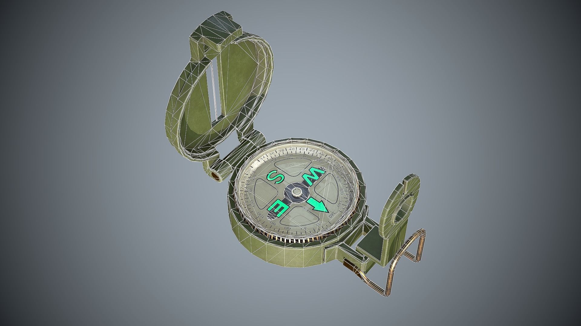 Compass military Low-poly 3D model_8