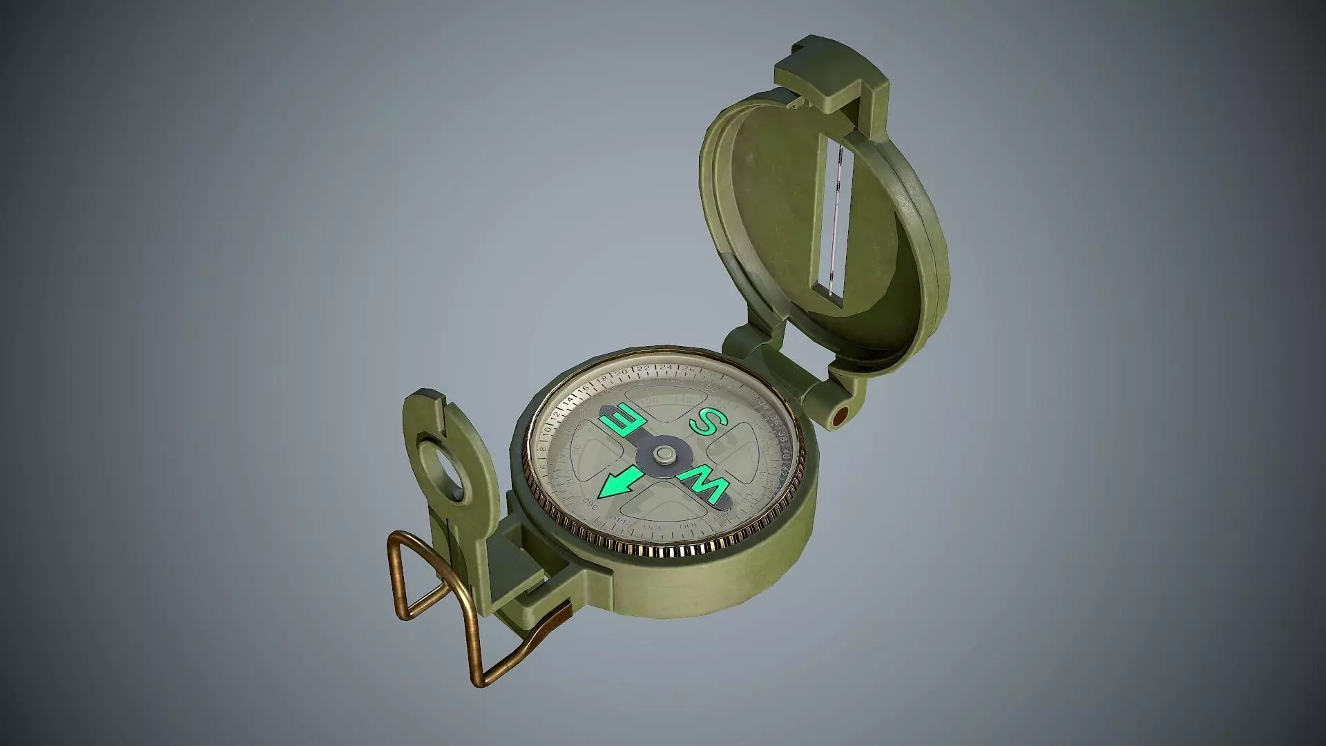 Compass military Low-poly 3D model_0