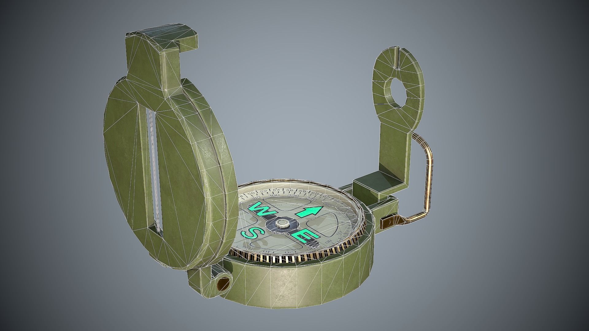 Compass military Low-poly 3D model_9
