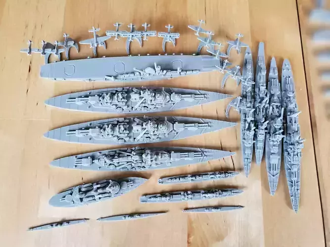 German Miniature WWII Warship Collection 3D print model