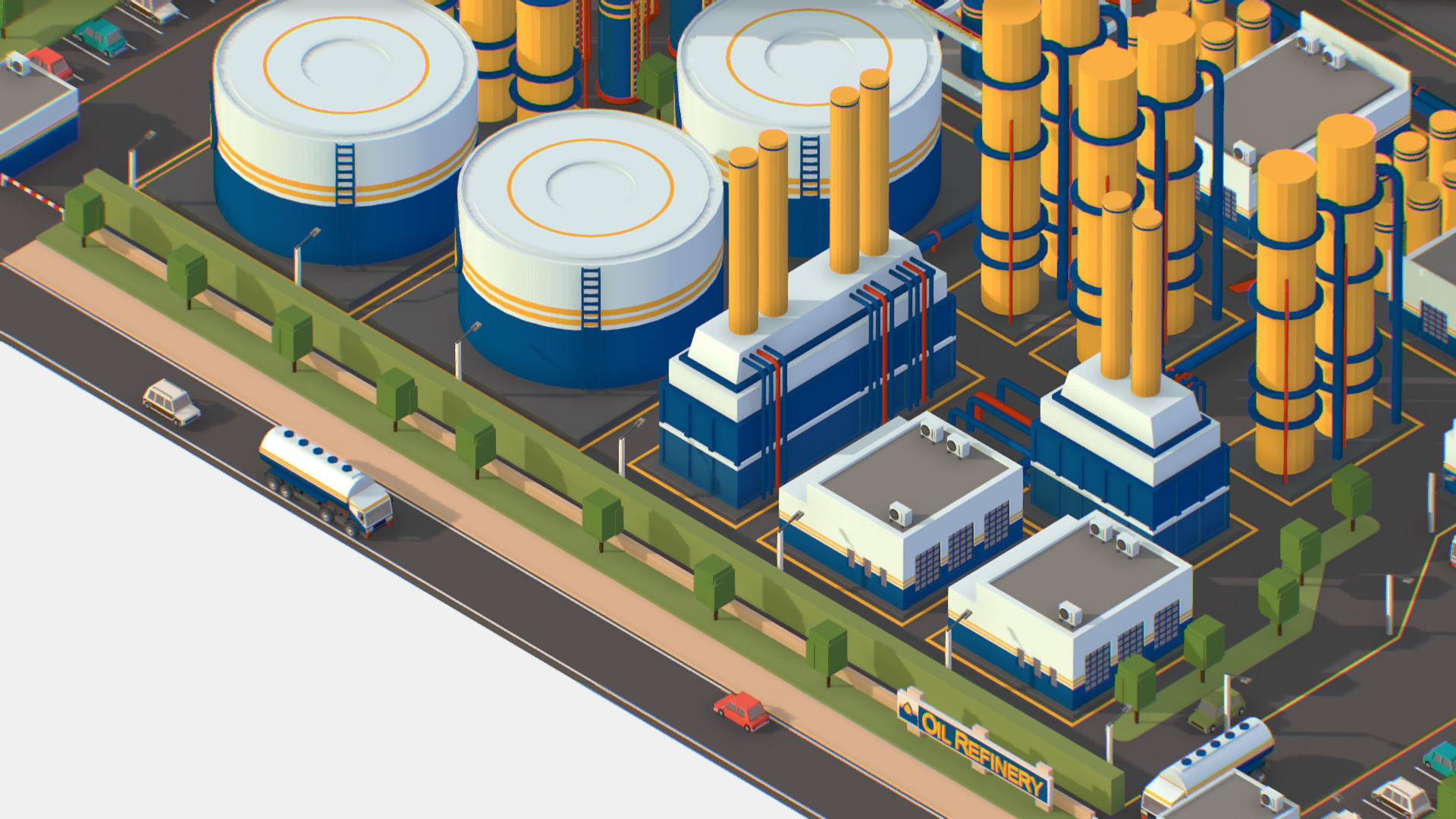 Isometric Complex Crude Oil Processing Plant Low-poly 3D model_23