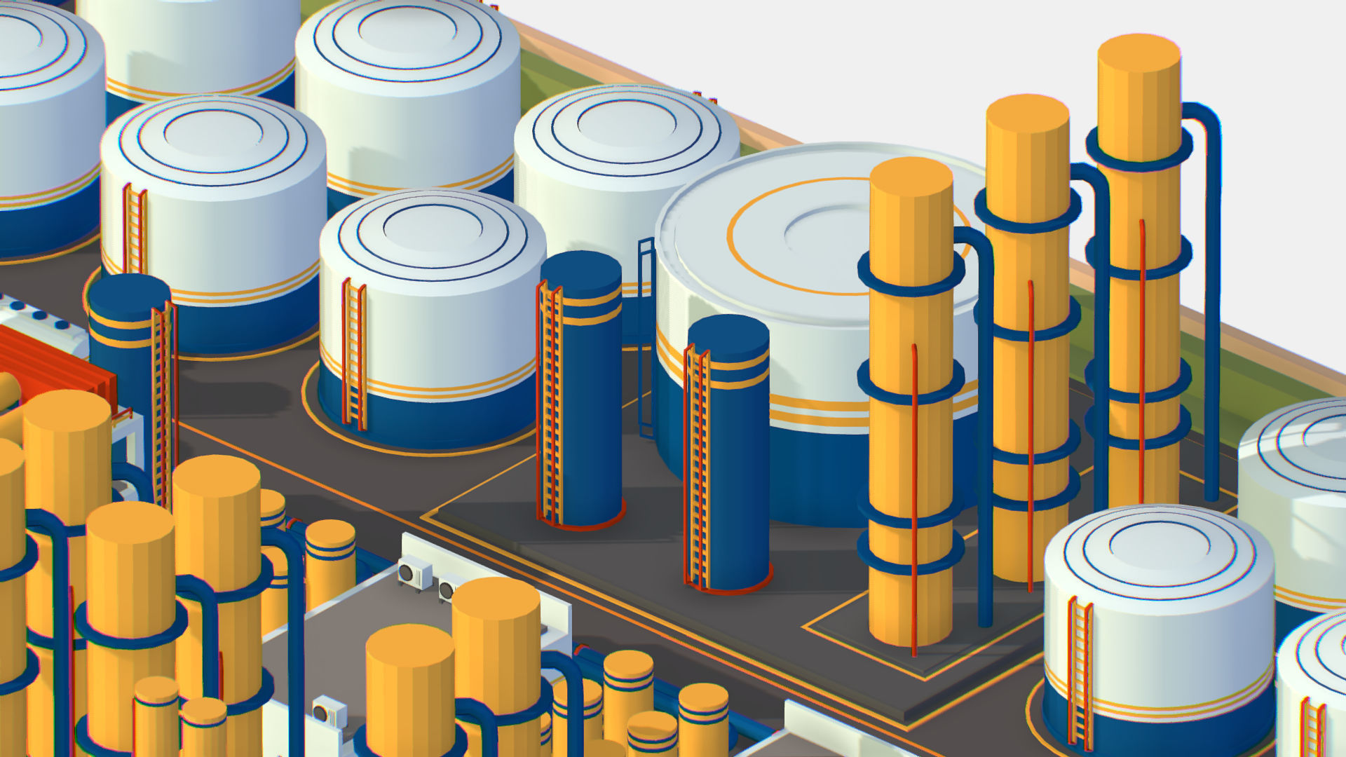 Isometric Complex Crude Oil Processing Plant Low-poly 3D model_32