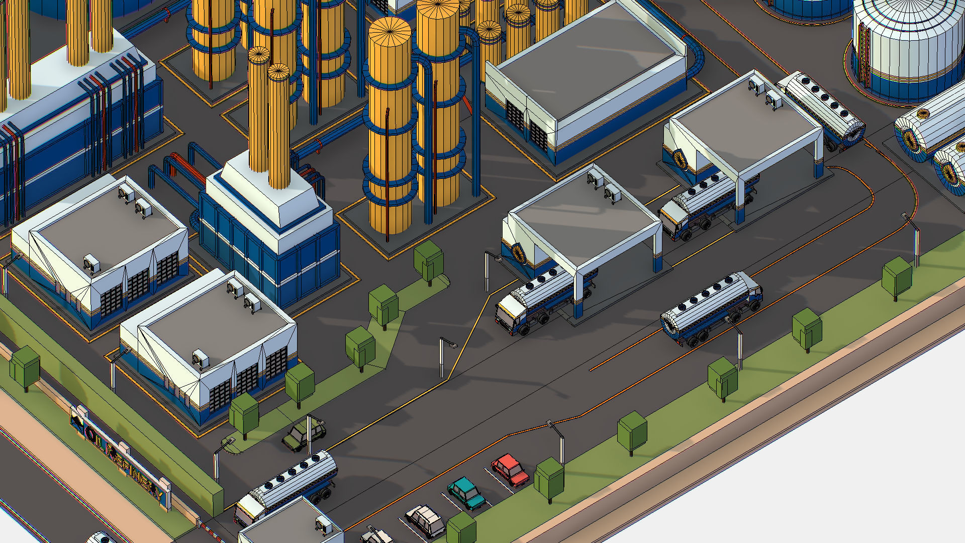 Isometric Complex Crude Oil Processing Plant Low-poly 3D model_55