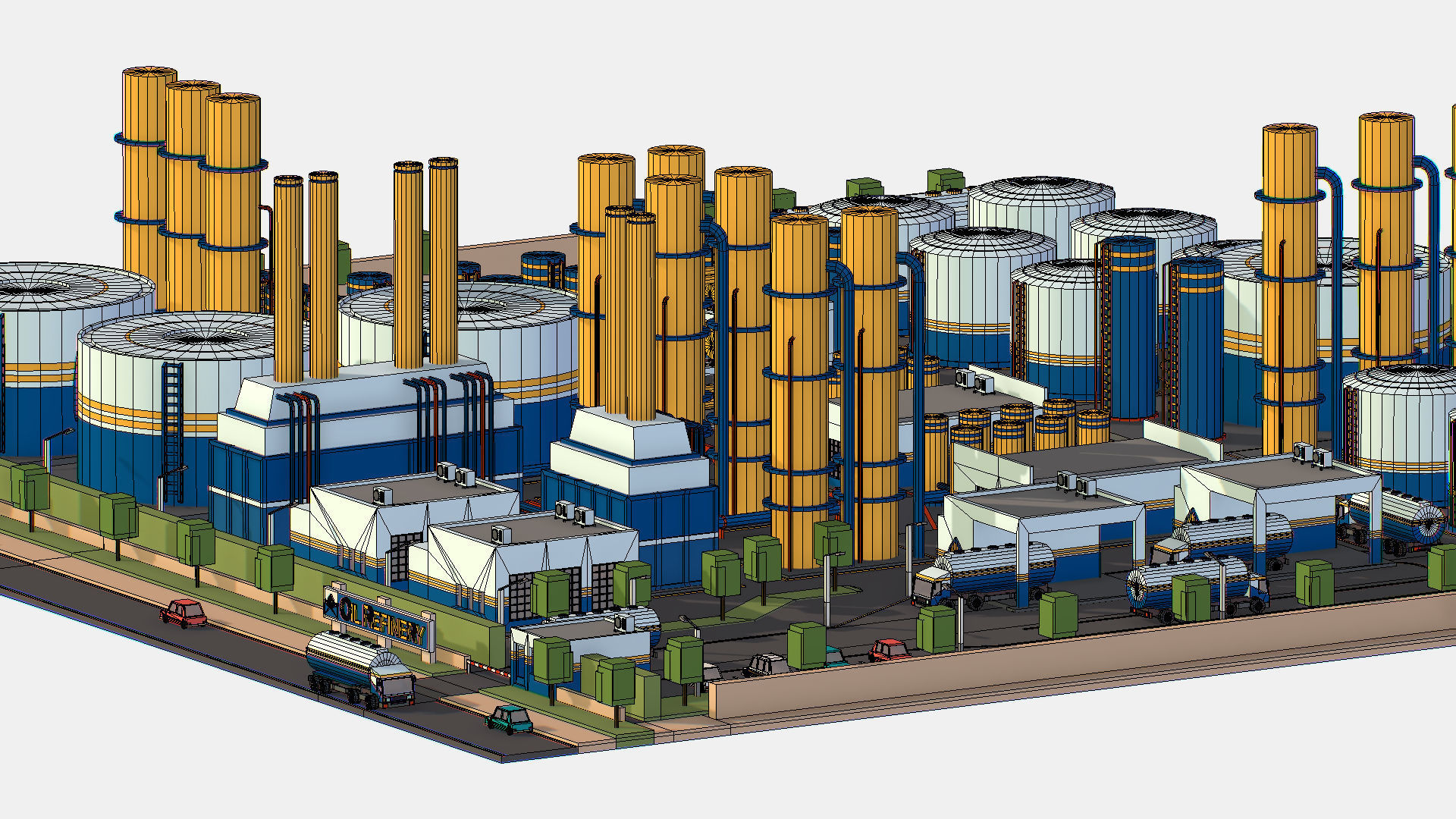 Isometric Complex Crude Oil Processing Plant Low-poly 3D model_56