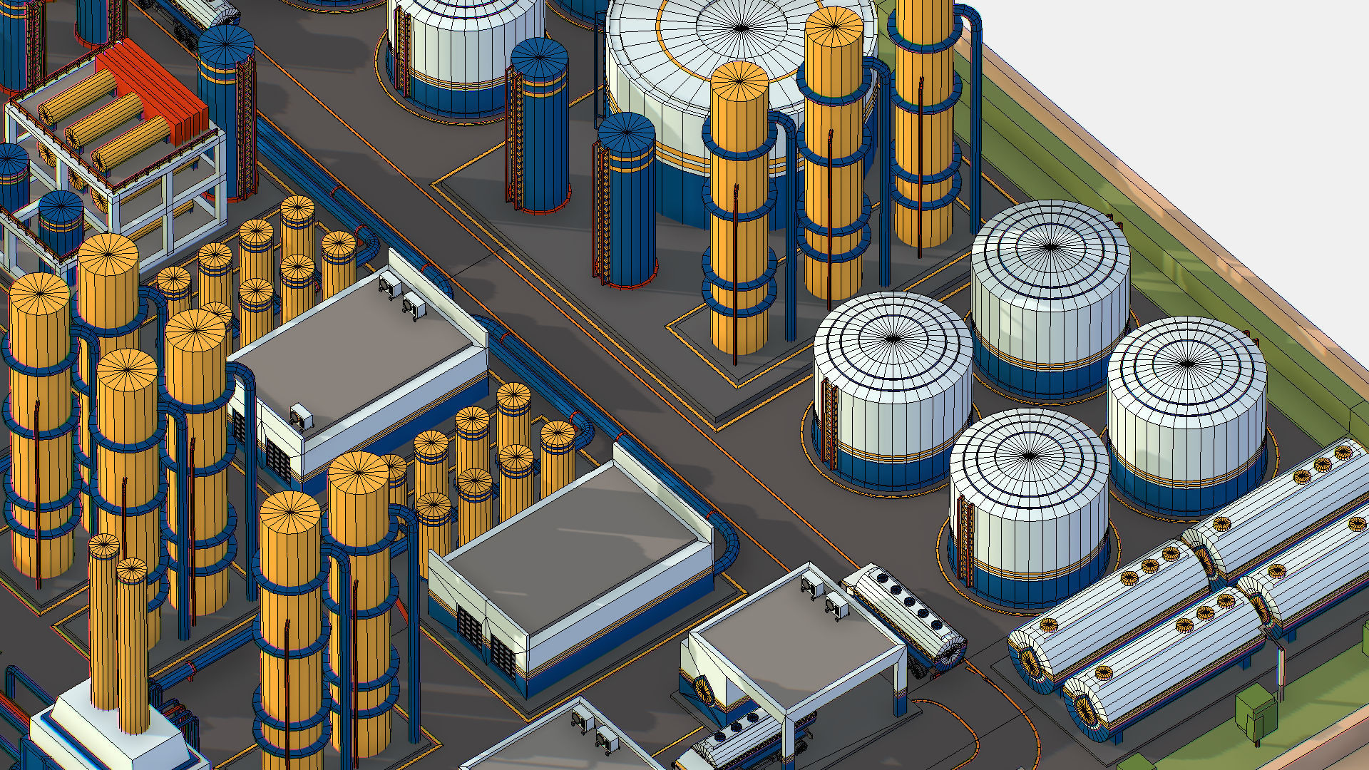 Isometric Complex Crude Oil Processing Plant Low-poly 3D model_53