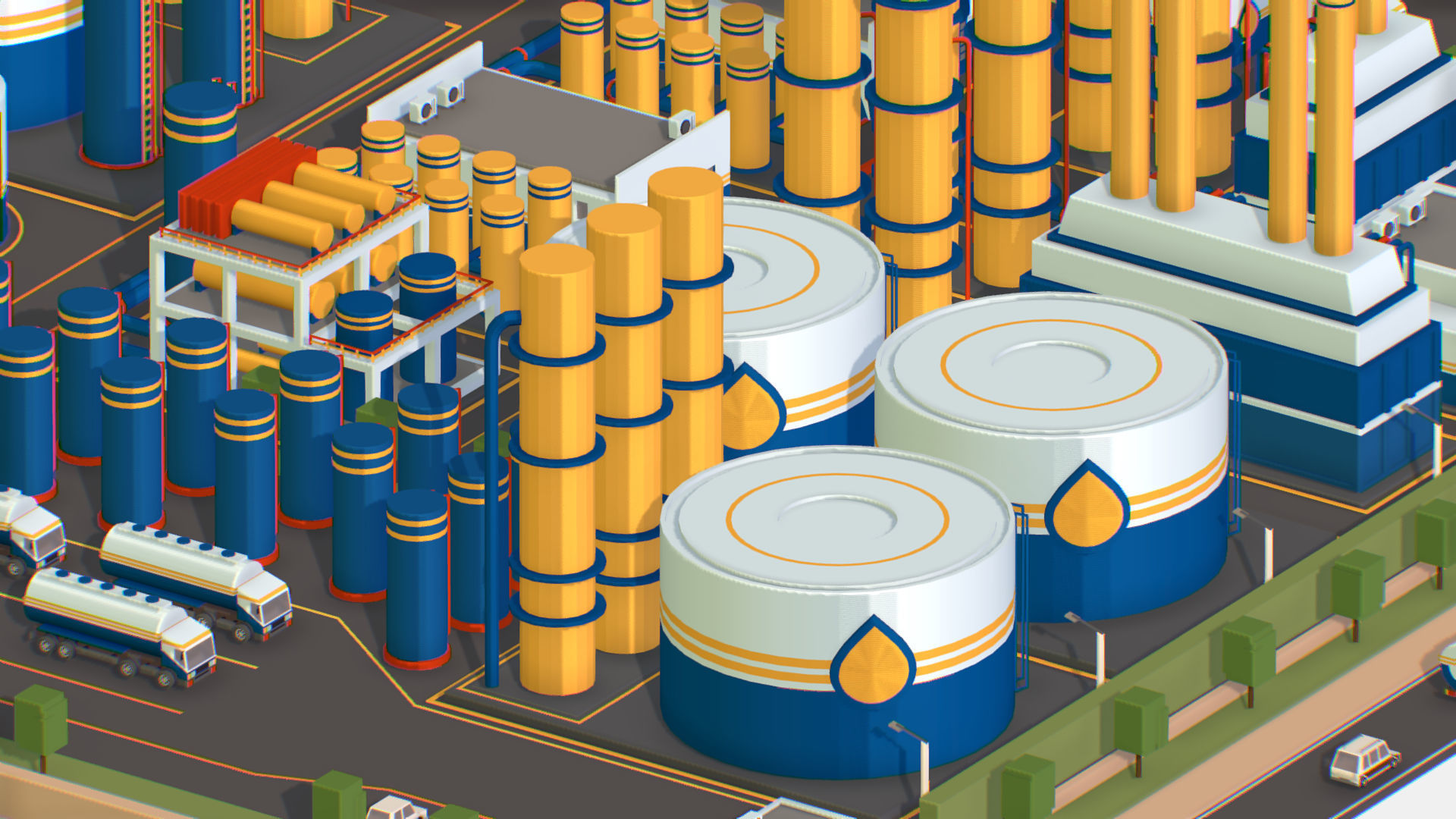 Isometric Complex Crude Oil Processing Plant Low-poly 3D model_34