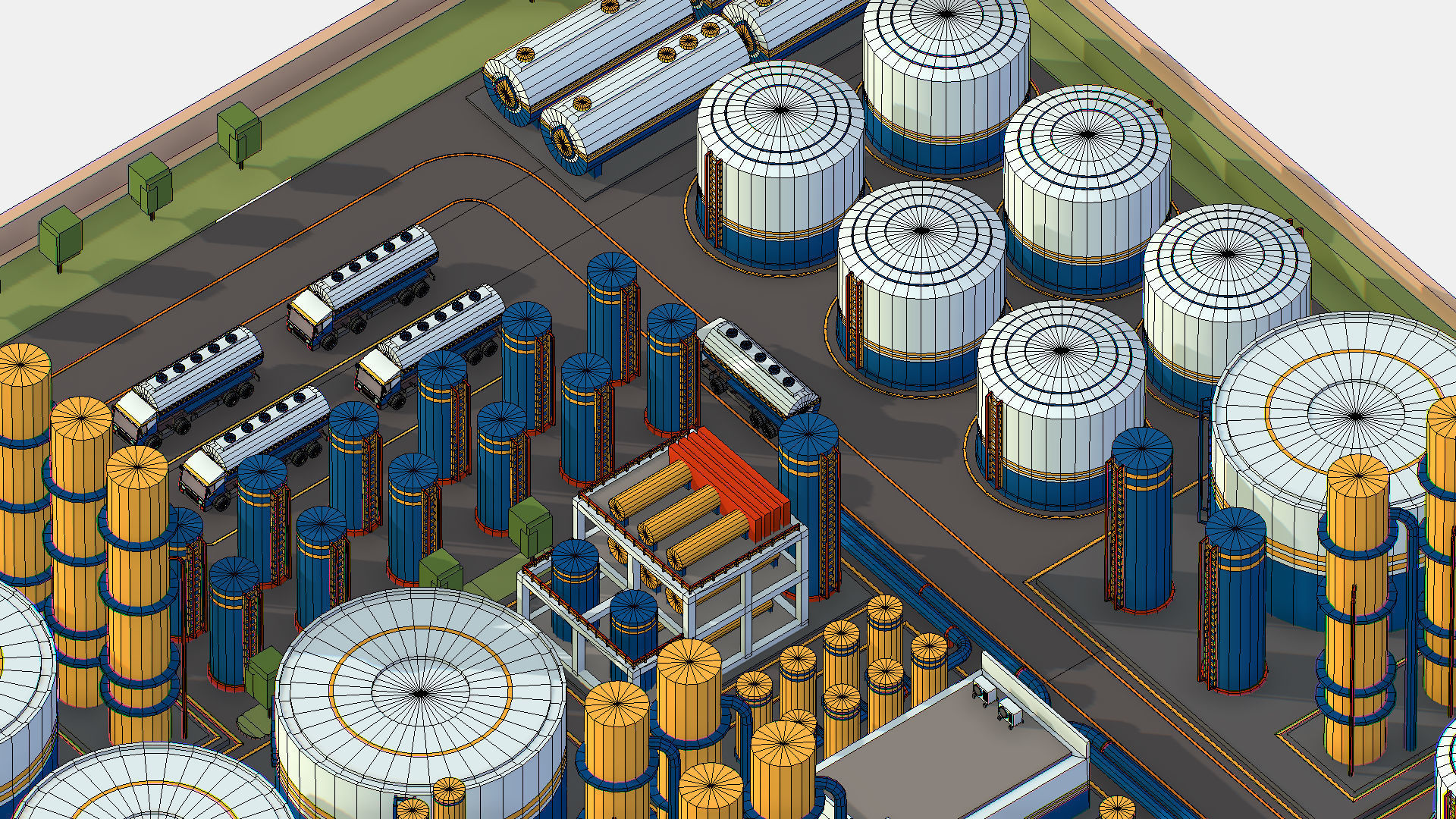 Isometric Complex Crude Oil Processing Plant Low-poly 3D model_52
