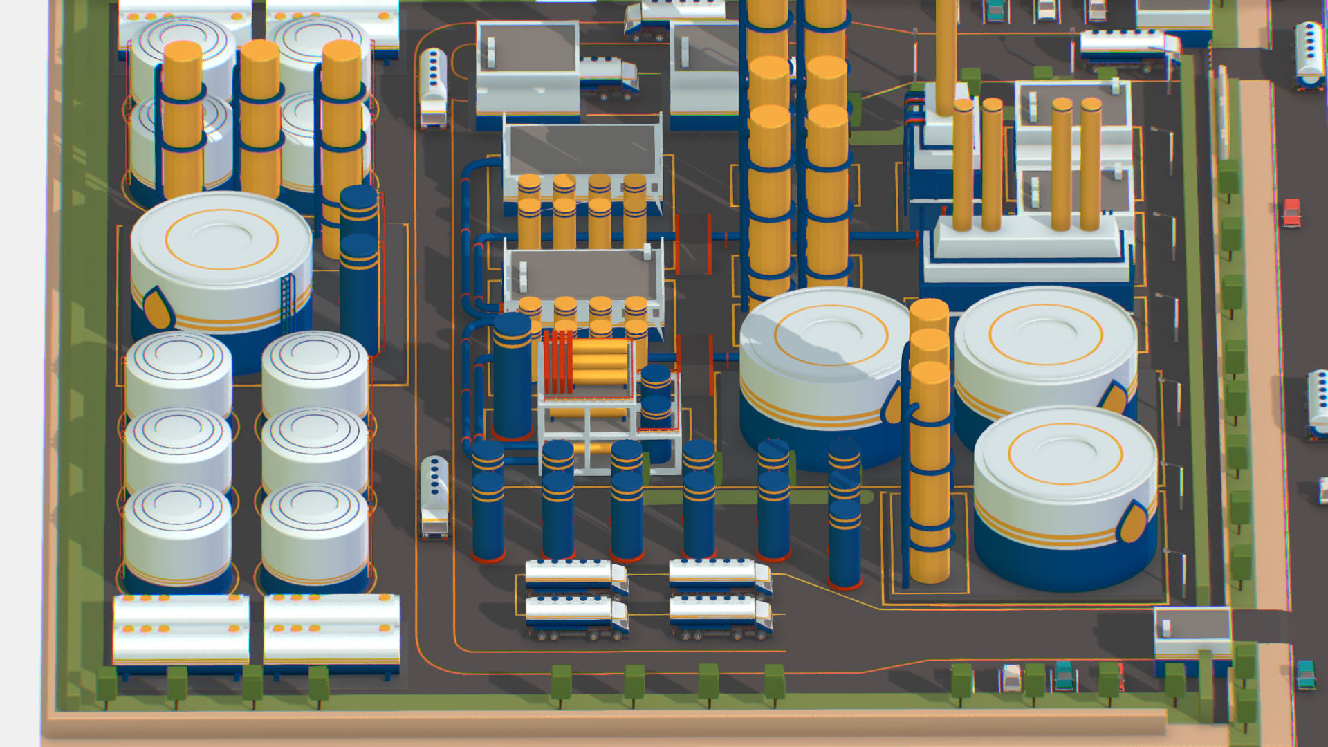 Isometric Complex Crude Oil Processing Plant Low-poly 3D model_10