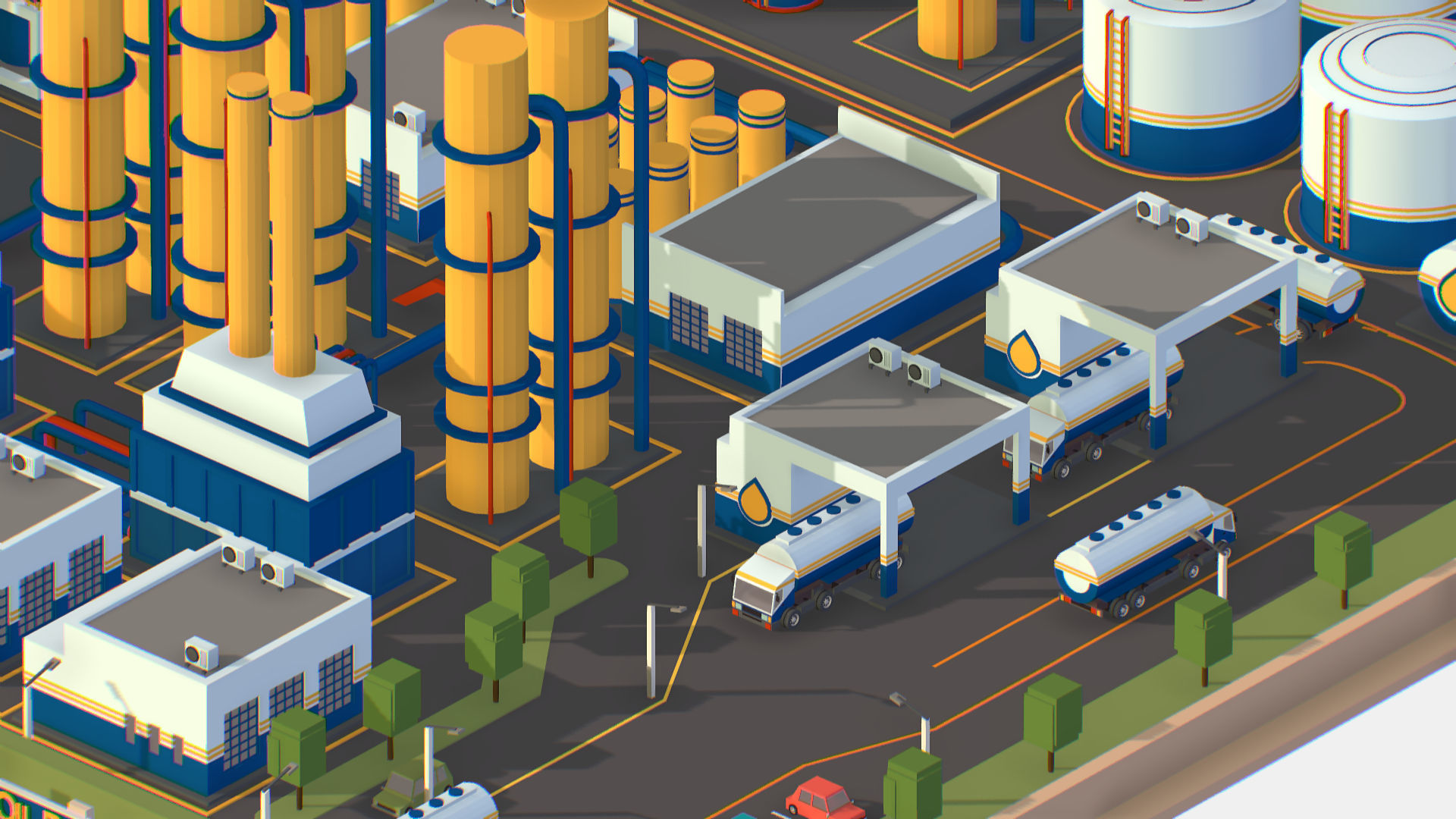 Isometric Complex Crude Oil Processing Plant Low-poly 3D model_29