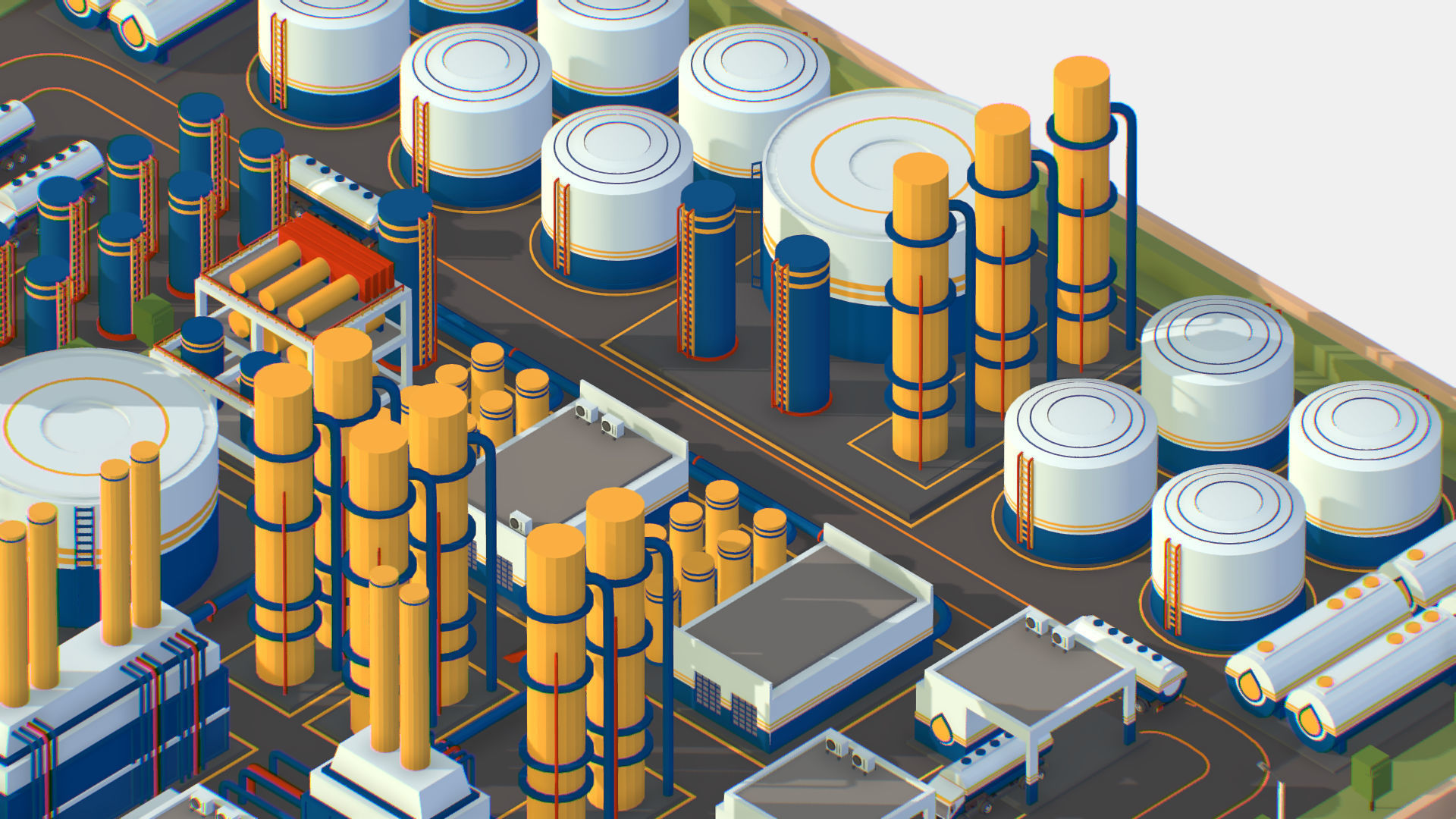 Isometric Complex Crude Oil Processing Plant Low-poly 3D model_22