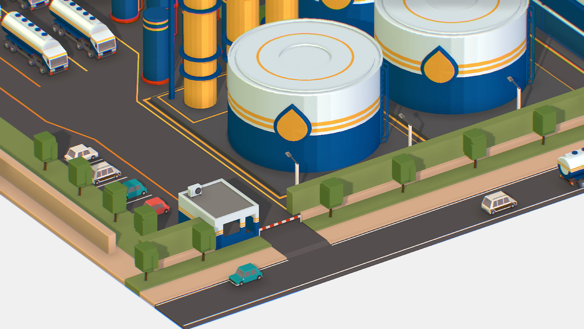 Isometric Complex Crude Oil Processing Plant Low-poly 3D model_25