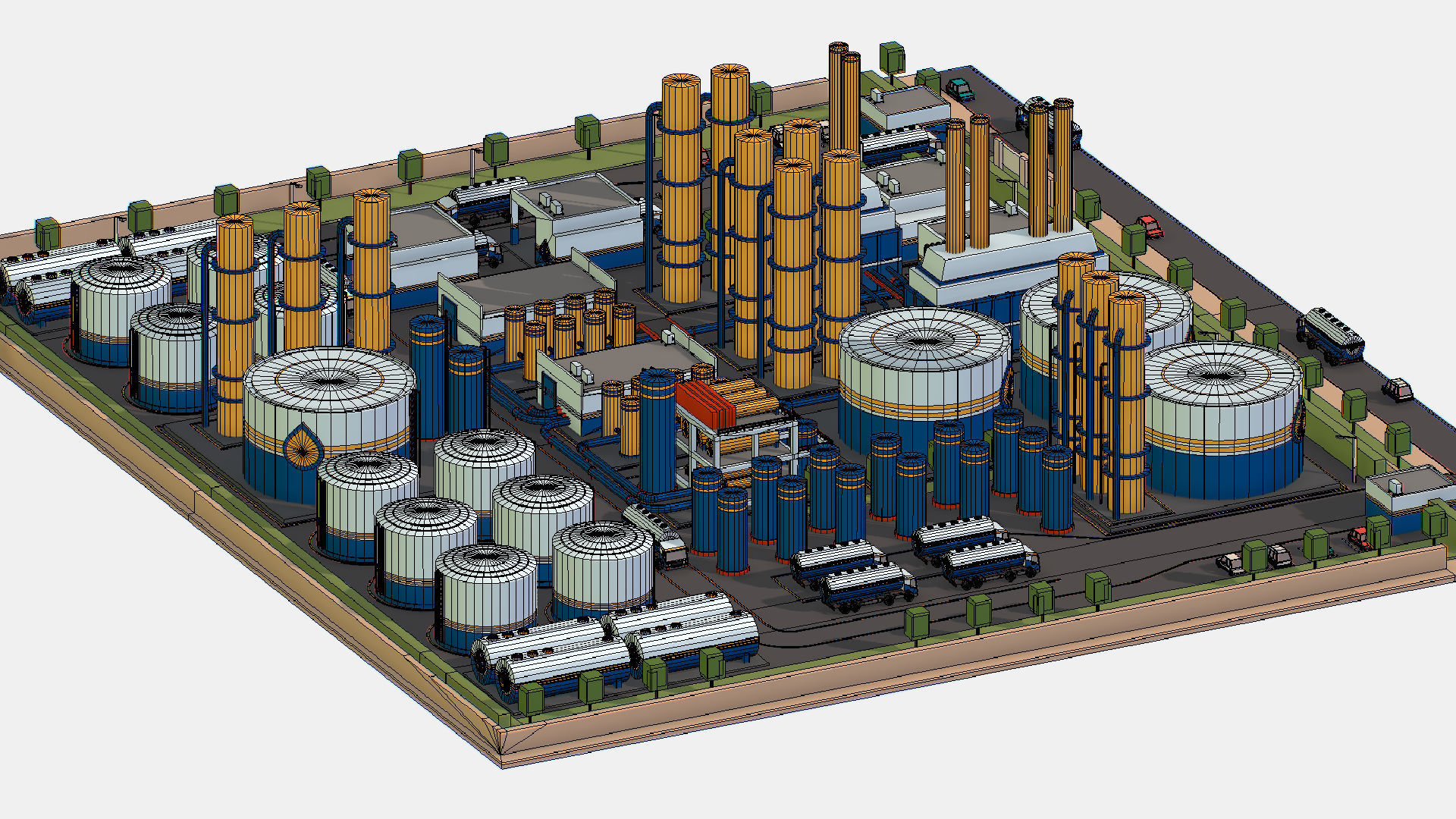Isometric Complex Crude Oil Processing Plant Low-poly 3D model_43