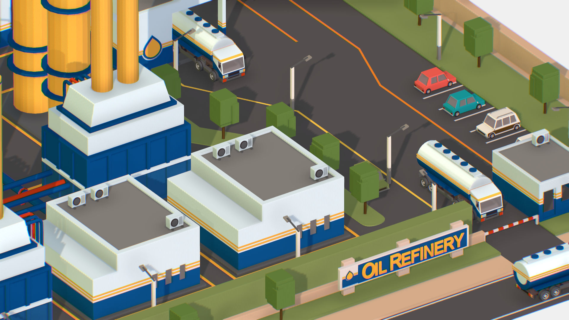 Isometric Complex Crude Oil Processing Plant Low-poly 3D model_27