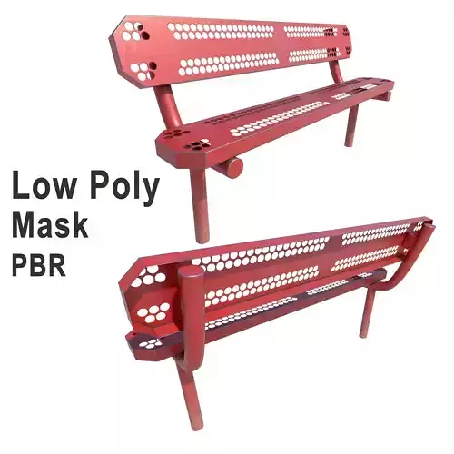 Bench with holes Low-poly 3D model
