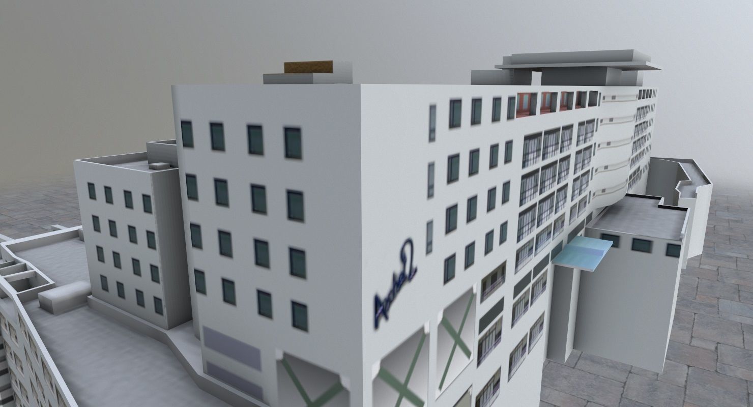 Nice Centre Hospitaler Low-poly 3D model_4