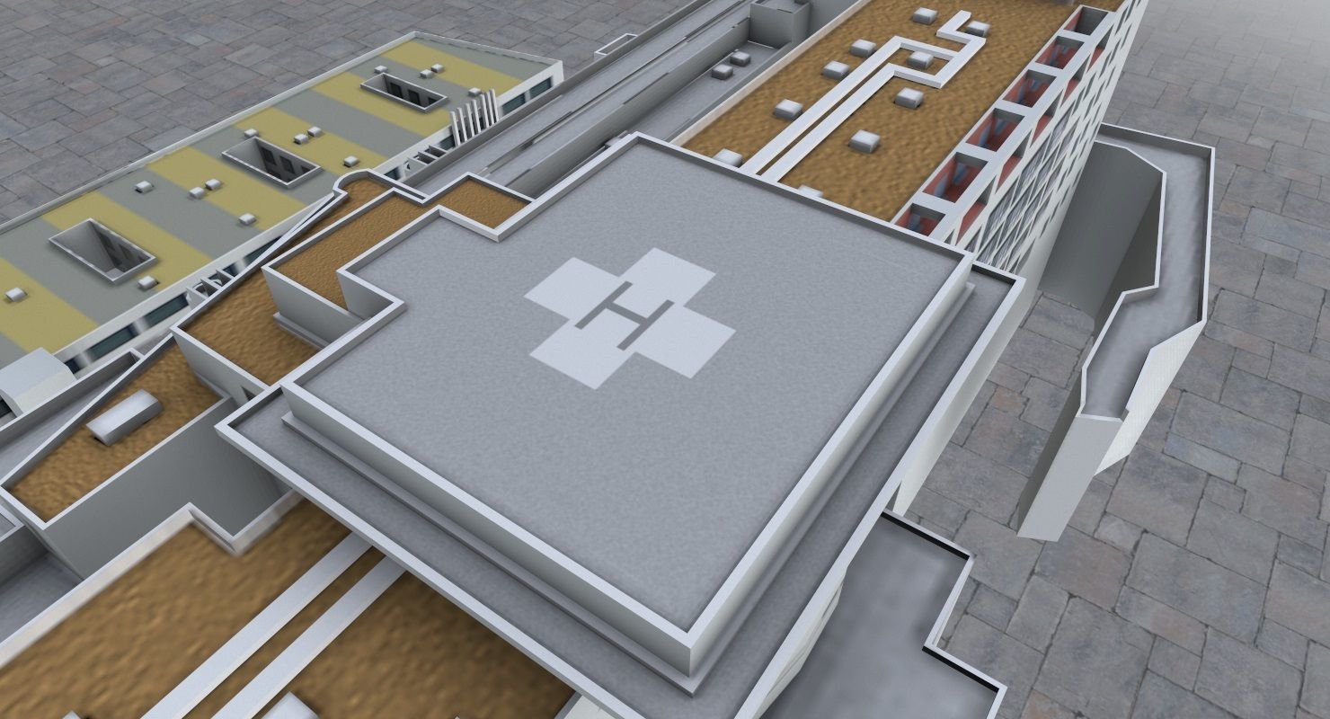 Nice Centre Hospitaler Low-poly 3D model_3