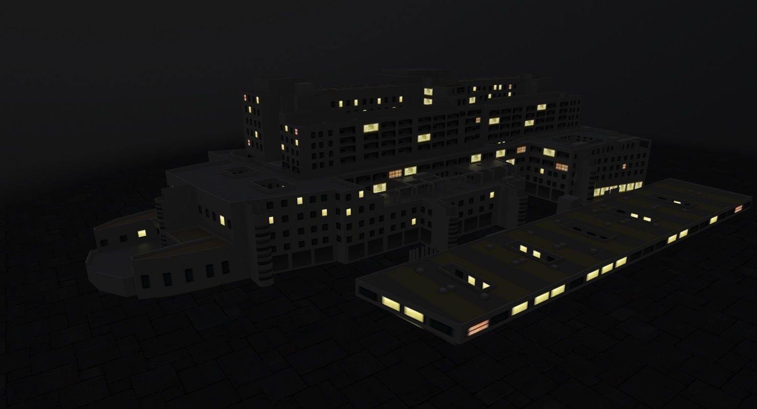 Nice Centre Hospitaler Low-poly 3D model_5