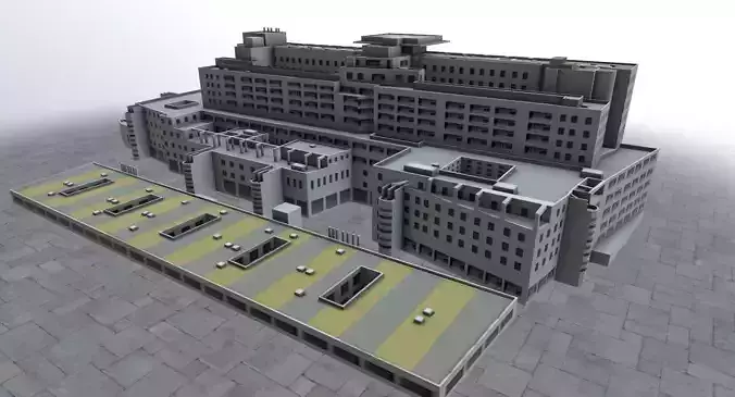 Nice Centre Hospitaler Low-poly 3D model