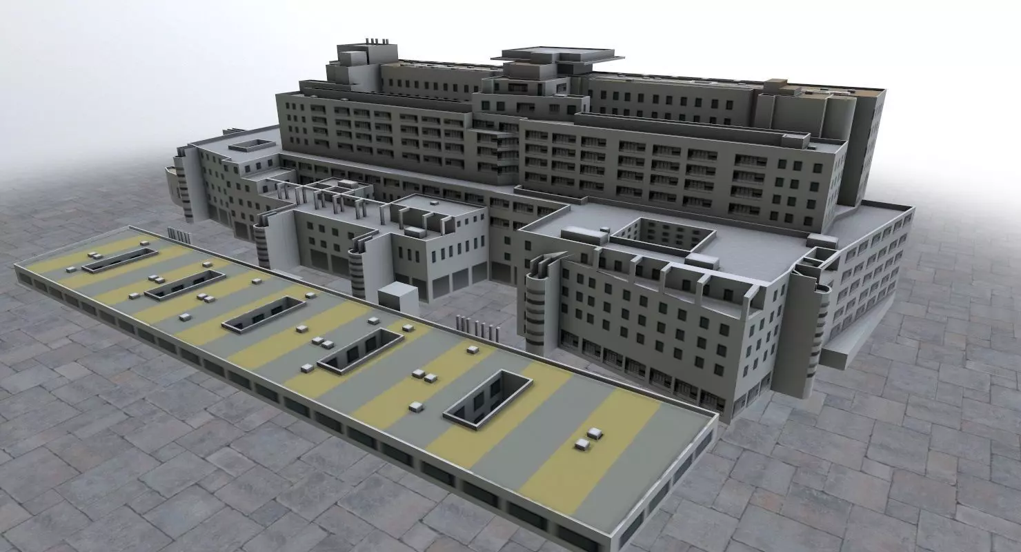 Nice Centre Hospitaler Low-poly 3D model_0