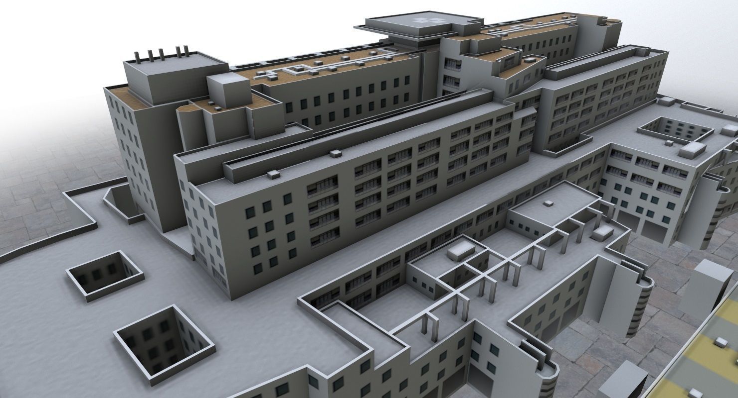 Nice Centre Hospitaler Low-poly 3D model_1