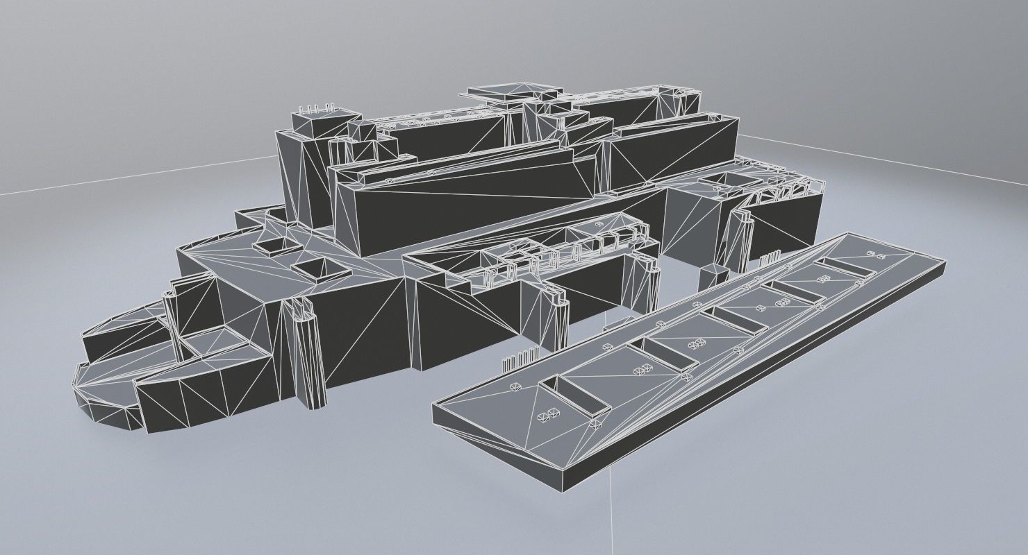 Nice Centre Hospitaler Low-poly 3D model_8