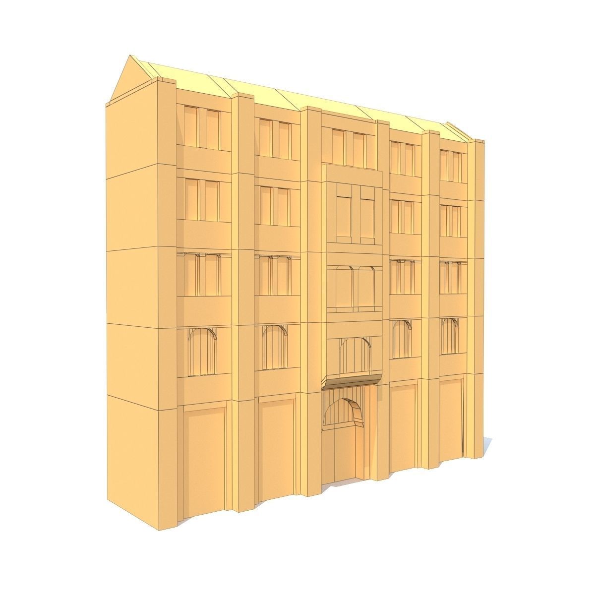 Apartment House 3  Low-poly 3D model_8
