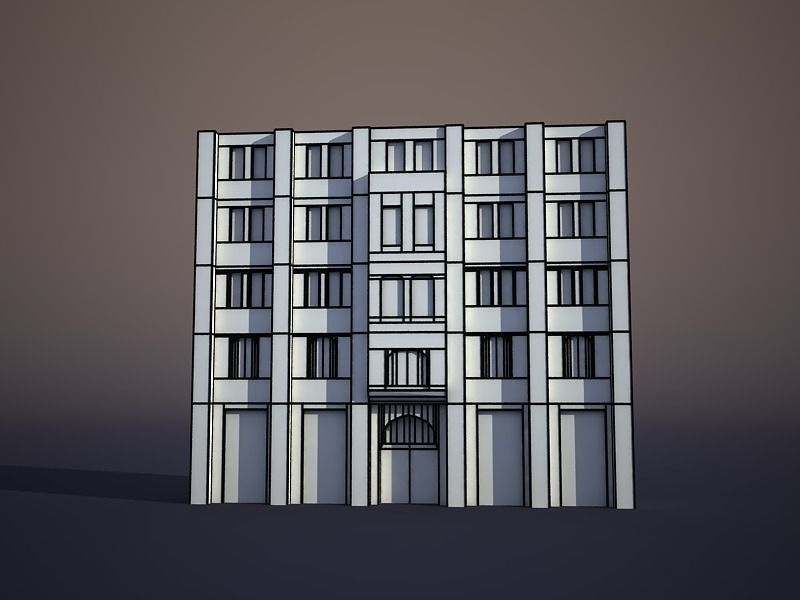 Apartment House 3  Low-poly 3D model_3