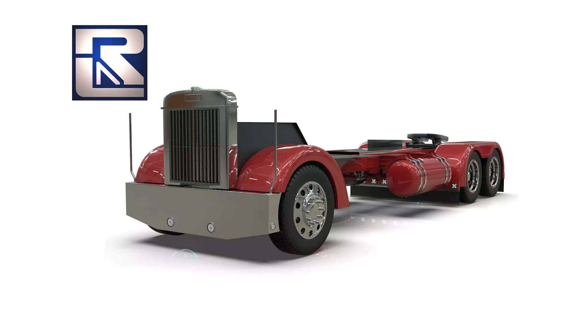 Peterbilt 351LW Chasis LowPoly 3D model air suspension Low-poly 3D model