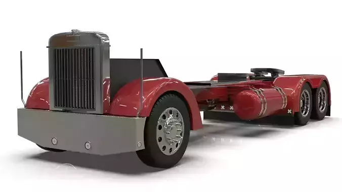 Peterbilt 351LW Chasis LowPoly 3D model air suspension