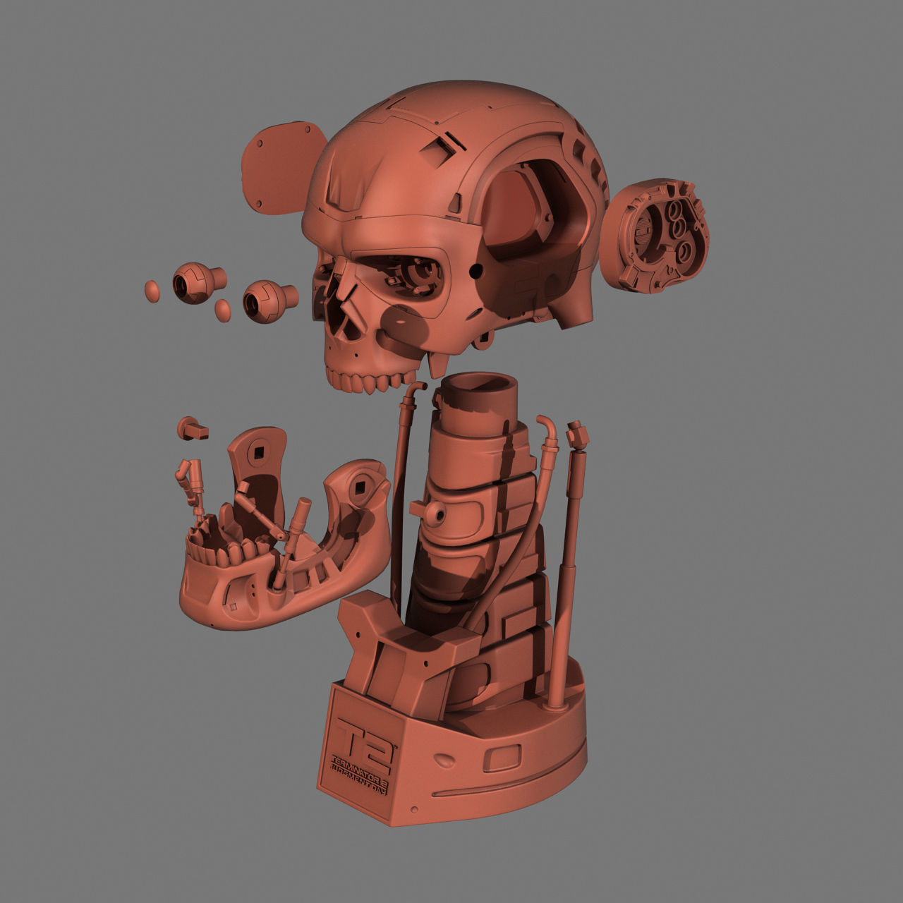 Terminator T-800 Skull Bust for 3d printing 3D print model_8