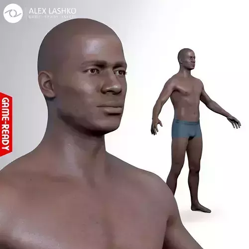 Average Black Male Body Low-poly 3D model