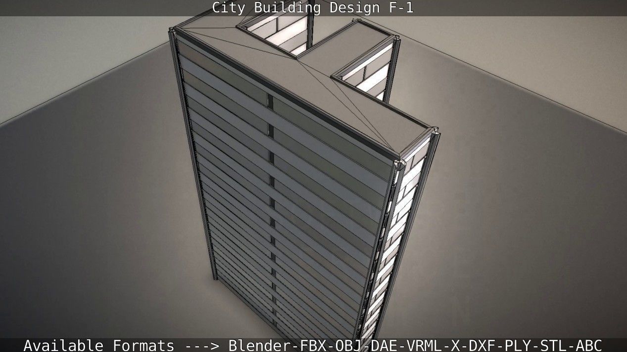 City Building Design F-1 Low-poly 3D model_38