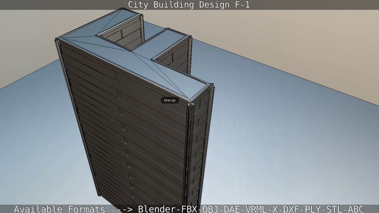 City Building Design F-1 Low-poly 3D model_41