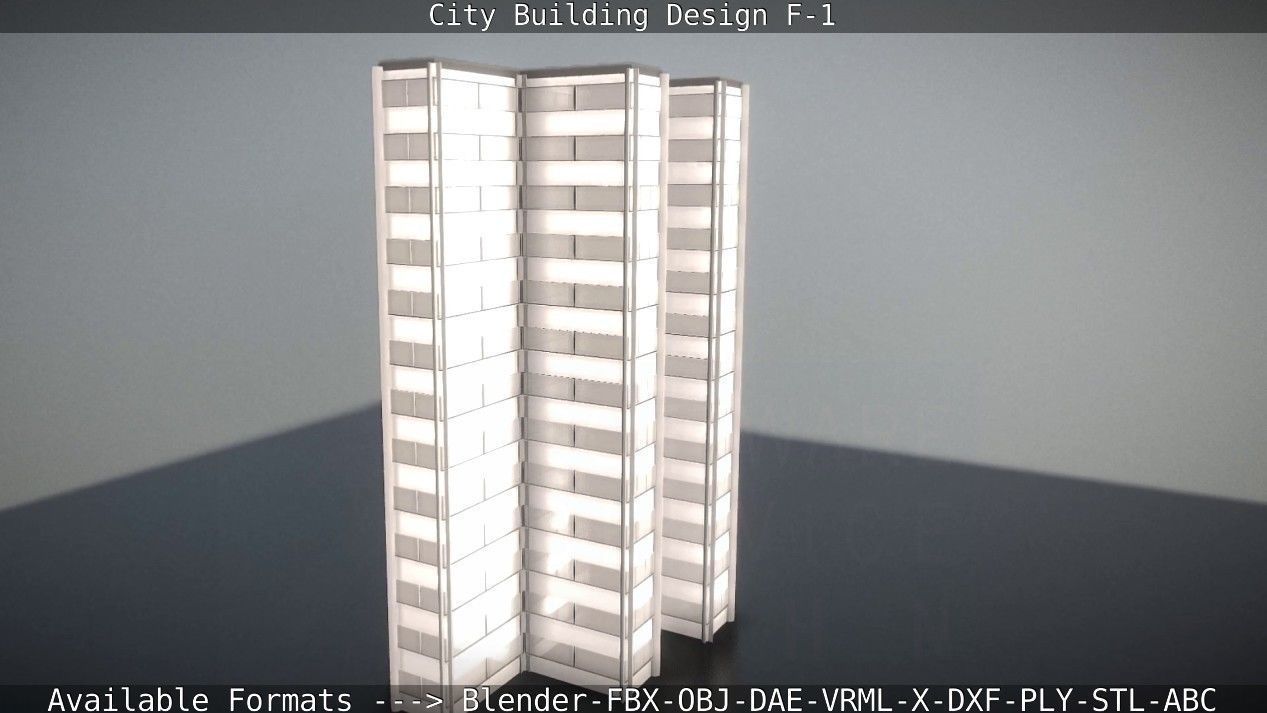 City Building Design F-1 Low-poly 3D model_34