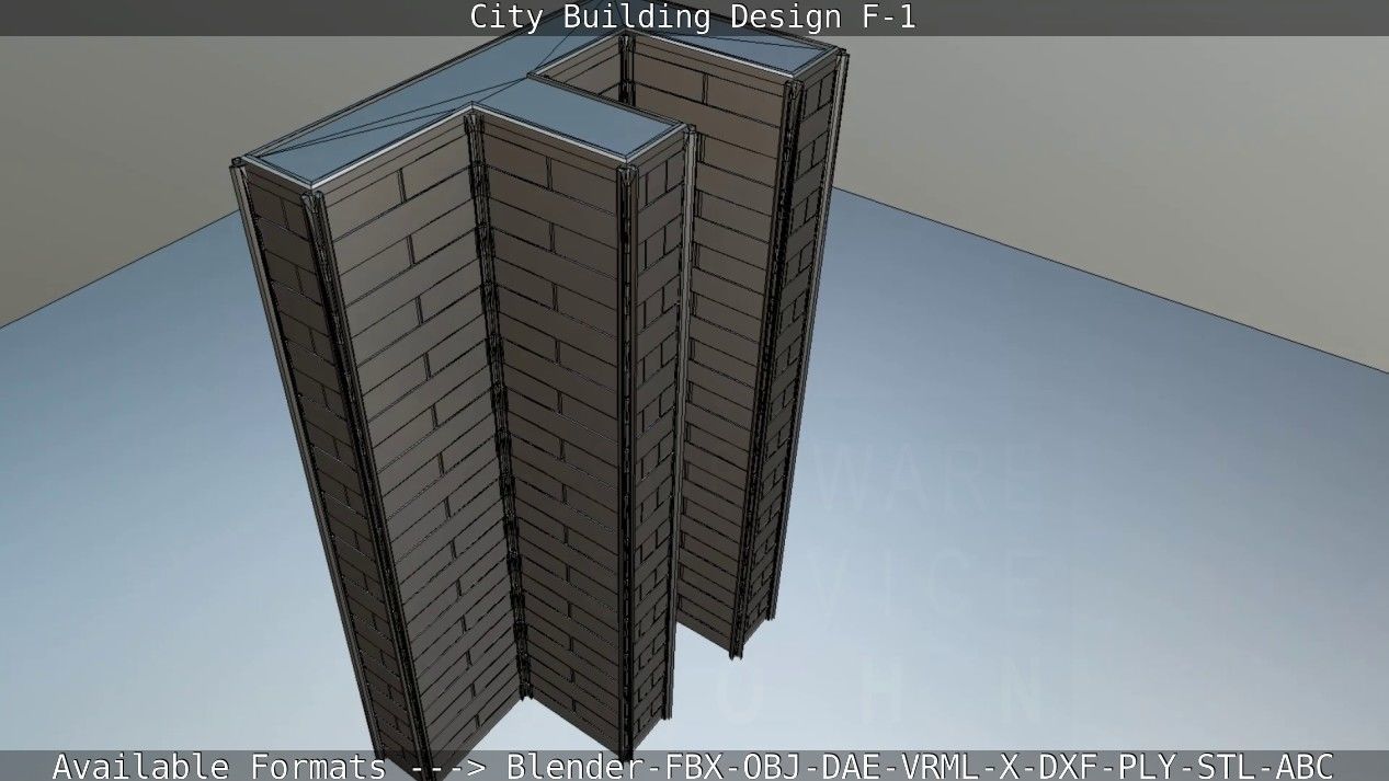 City Building Design F-1 Low-poly 3D model_42