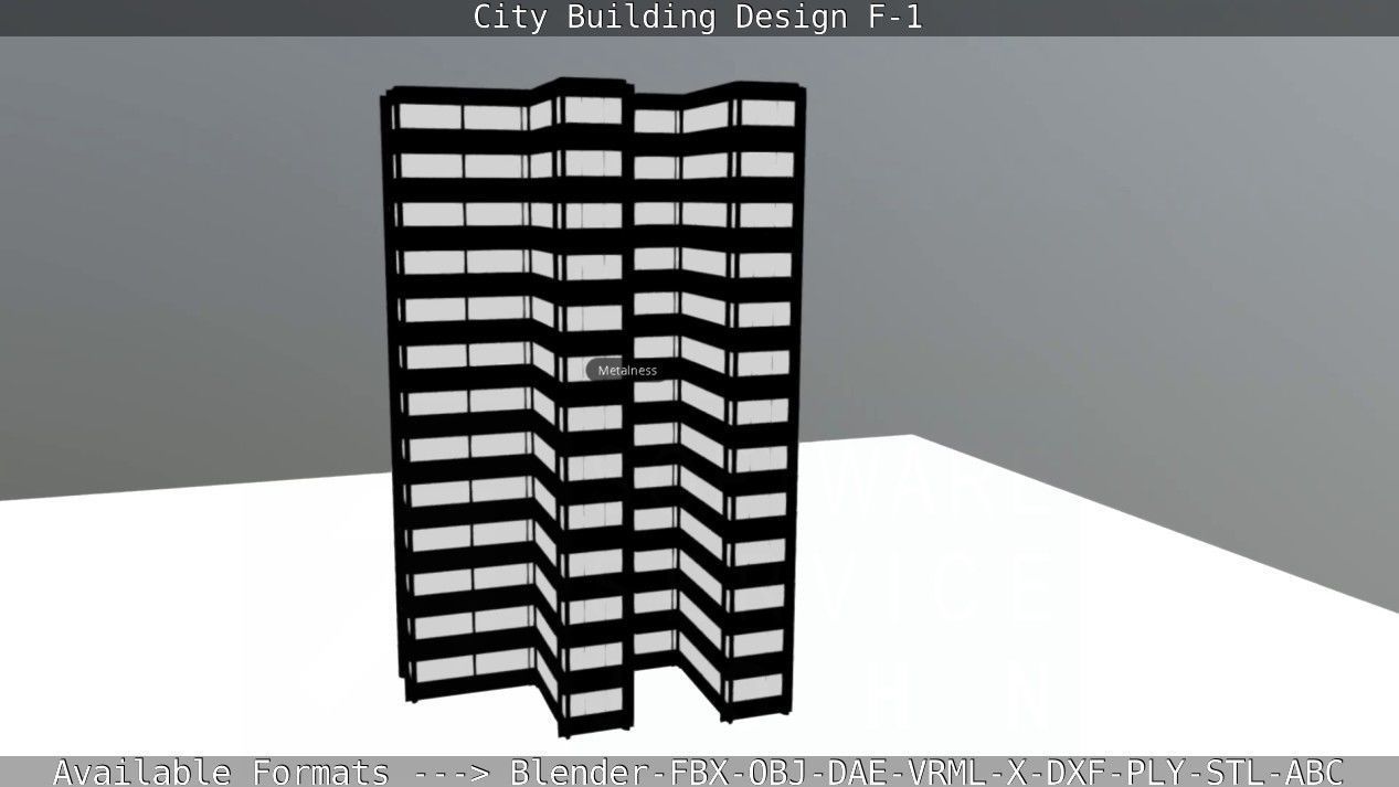 City Building Design F-1 Low-poly 3D model_80
