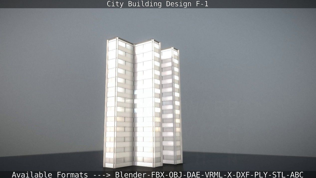 City Building Design F-1 Low-poly 3D model_19